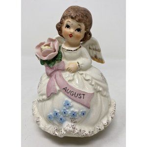 Vintage Rotating Musical Angel August Girl Figurine Plays Happy Birthday